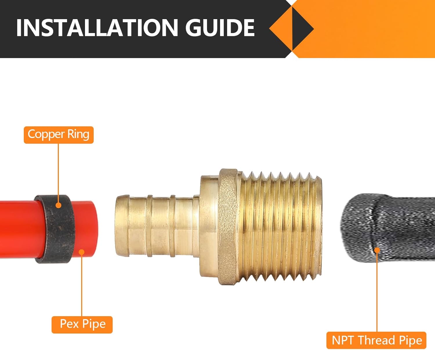 10-Pack HeSun PEX Fittings, 3/4" PEX x 3/4" Male NPT, 3/4 Inch Brass Crimp Male Adapter Fitting, ASTM F1807