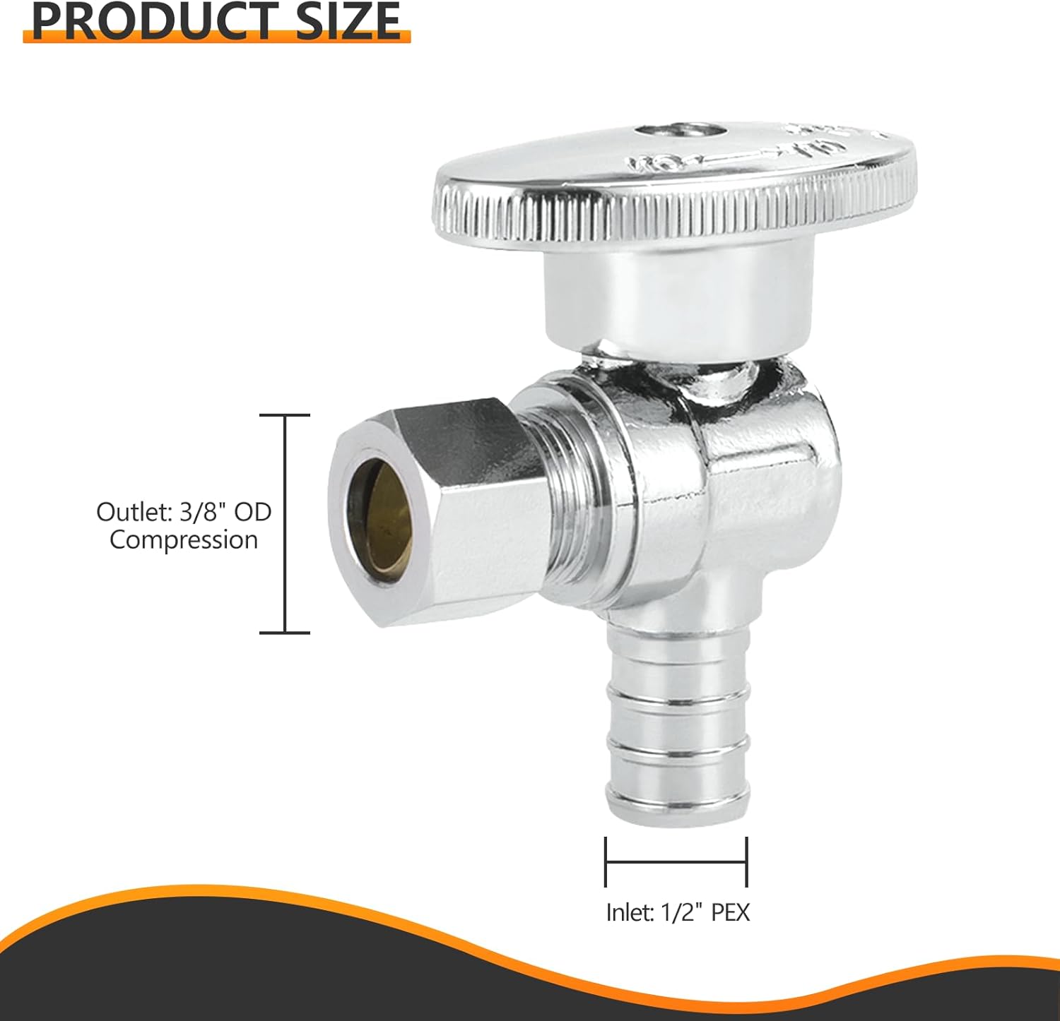 10-PCs HeSun Pex Angle Stop Valve, 1/2" Pex x 3/8" OD Compression Angle Stop, 1/4 Turn Shut Off Valve for Bathroom, ASTM F1807