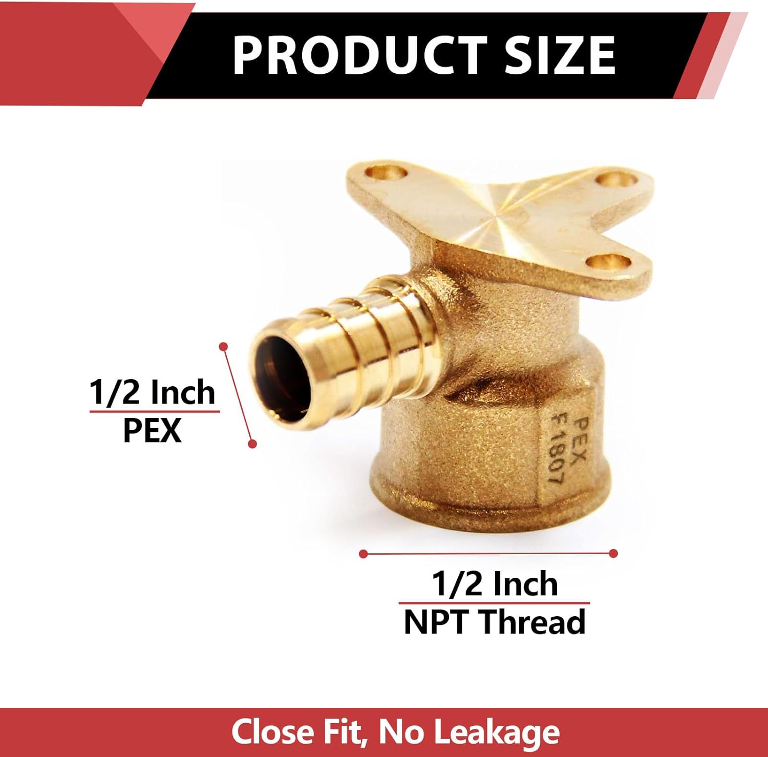 (Pack of 10) EFIELD Pex Drop-Ear Elbow Brass Crimp Fitting 1/2 Inch x 1/2 Inch Female NPT, ASTM F1807