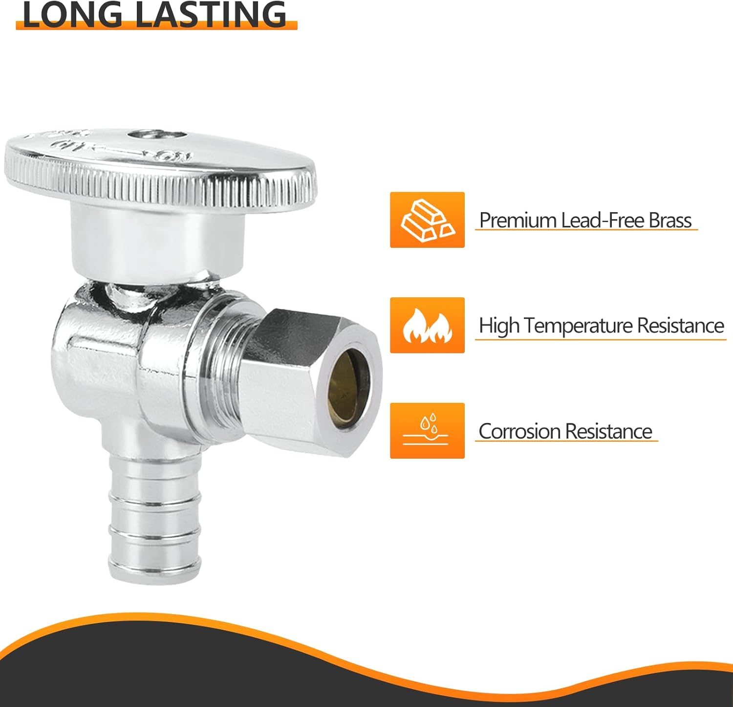 10-PCs HeSun Pex Angle Stop Valve, 1/2" Pex x 3/8" OD Compression Angle Stop, 1/4 Turn Shut Off Valve for Bathroom, ASTM F1807