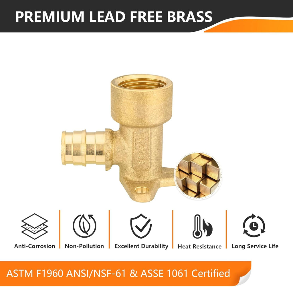 10-Pack Pex A Fitting, 1/2 Inch Expansion Drop Ear Elbow,1/2" Female NPT Thread x 1/2" Pex A Expansion,ASTM F1960