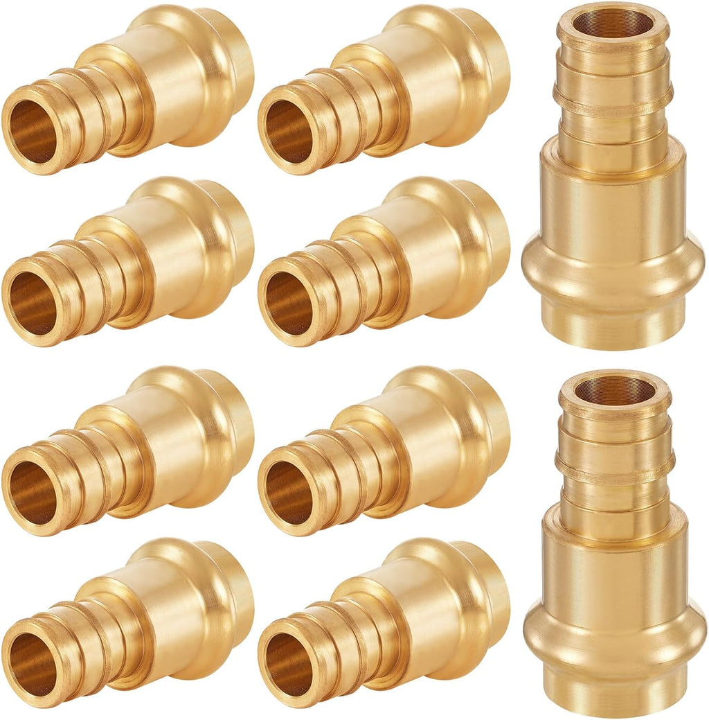 10-Pack HeSun Copper Press Fitting Adapter,1/2" PRESS X 1/2" PEX-A Expansion F1960 Coupling, LF Brass