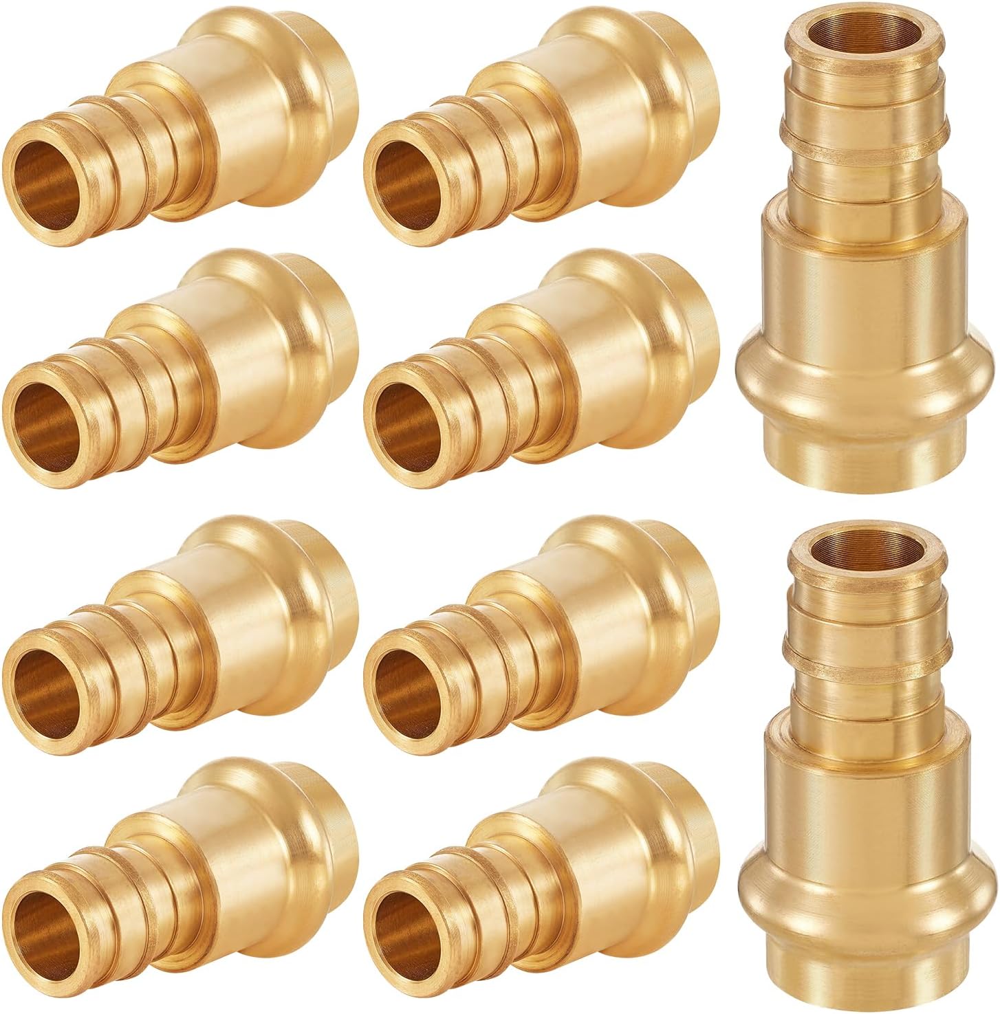 10-Pack HeSun Copper Press Fitting Adapter,1/2" PRESS X 1/2" PEX-A Expansion F1960 Coupling, LF Brass