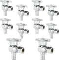 10-PCs HeSun Pex Angle Stop Valve, 1/2" Pex x 3/8" OD Compression Angle Stop, 1/4 Turn Shut Off Valve for Bathroom, ASTM F1807