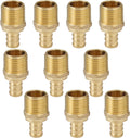 10-Pack HeSun PEX Fittings, 3/4" PEX x 3/4" Male NPT, 3/4 Inch Brass Crimp Male Adapter Fitting, ASTM F1807