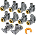 10PACK PushFit Angle Stop Valve 1/2" Push x 3/8" OD Comp, Quarter-Turn Push-to-Connect Brass Shutoff Valve for Copper, PEX, CPVC, PE-RT, HDPE Pipes, LF Certified Safe